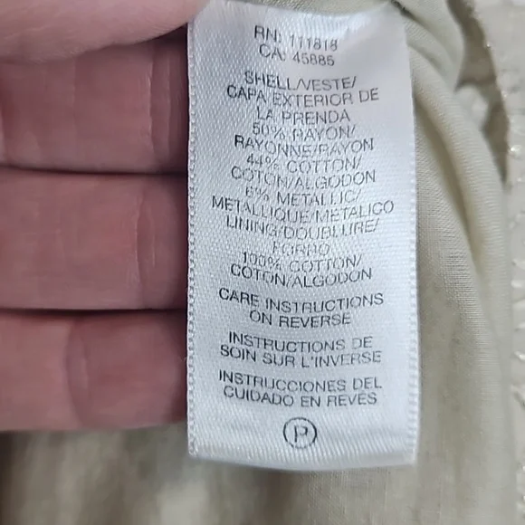 Michael Kors Neutral Shimmer Gold Eyelet Dress Sz 10 - Picture 11 of 11